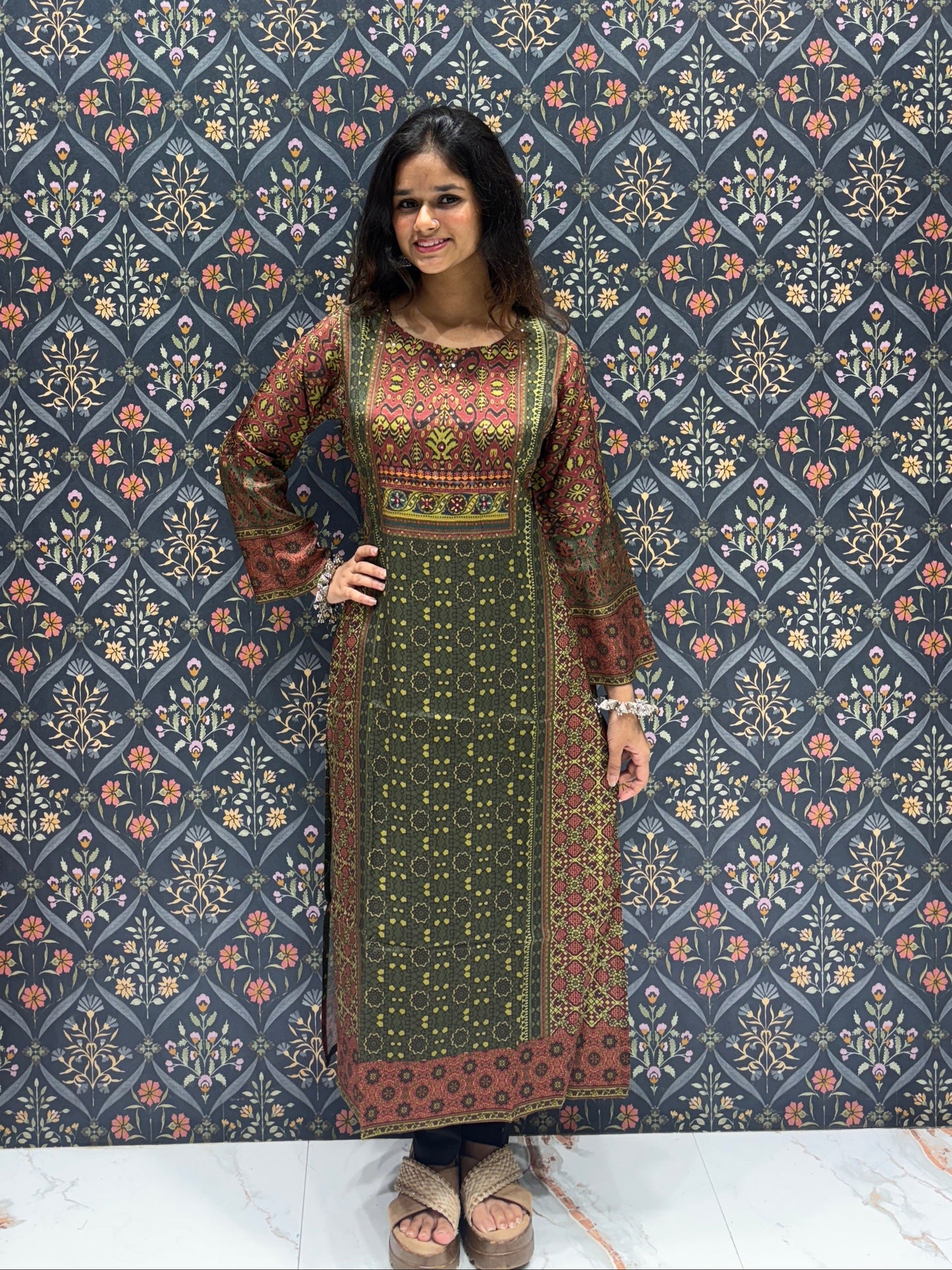 Pure Crape Kalamkari Print Kurta