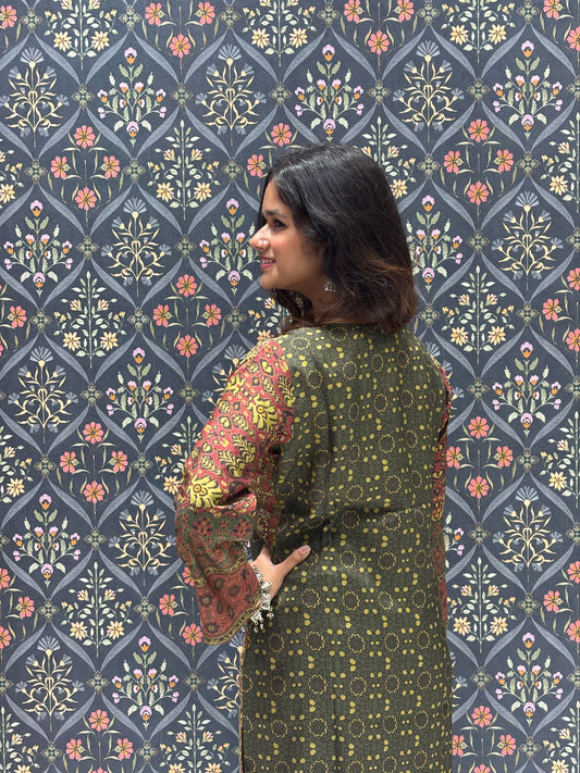 Pure Crape Kalamkari Print Kurta