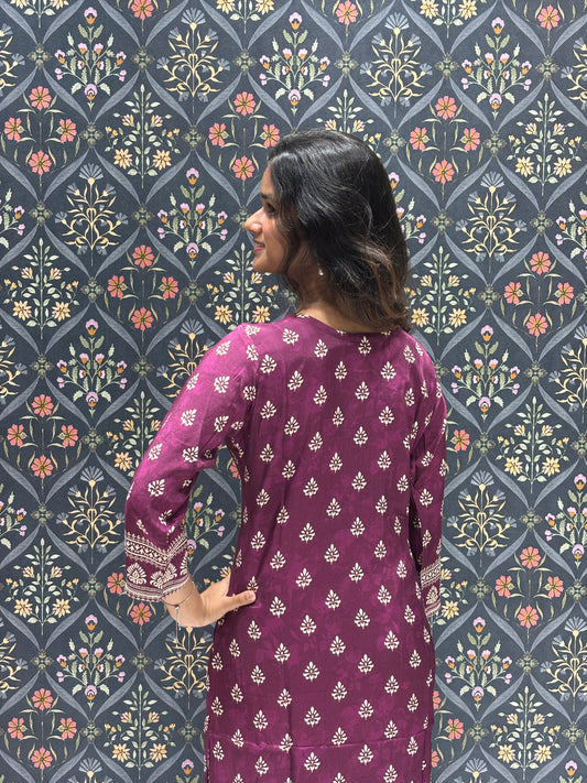Magenta Printed Kurta