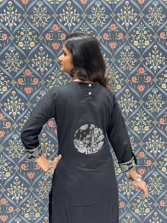 Black Sober Embroidered Co-ord Pant Set