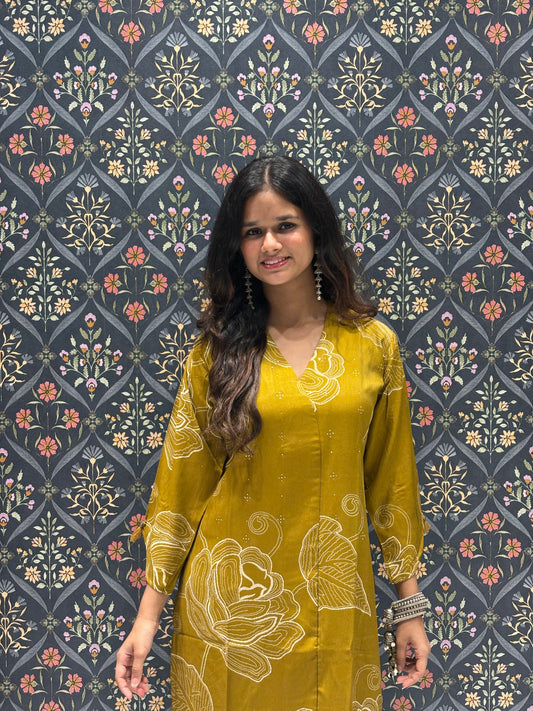 Mehndi Printed Stylish Kurta