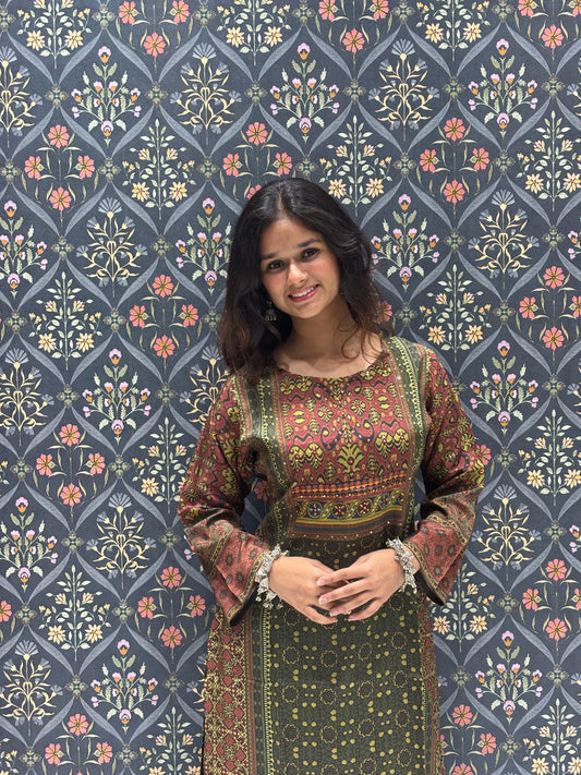 Pure Crape Kalamkari Print Kurta