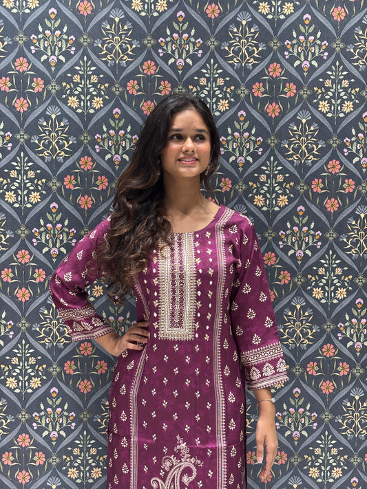 Magenta Printed Kurta