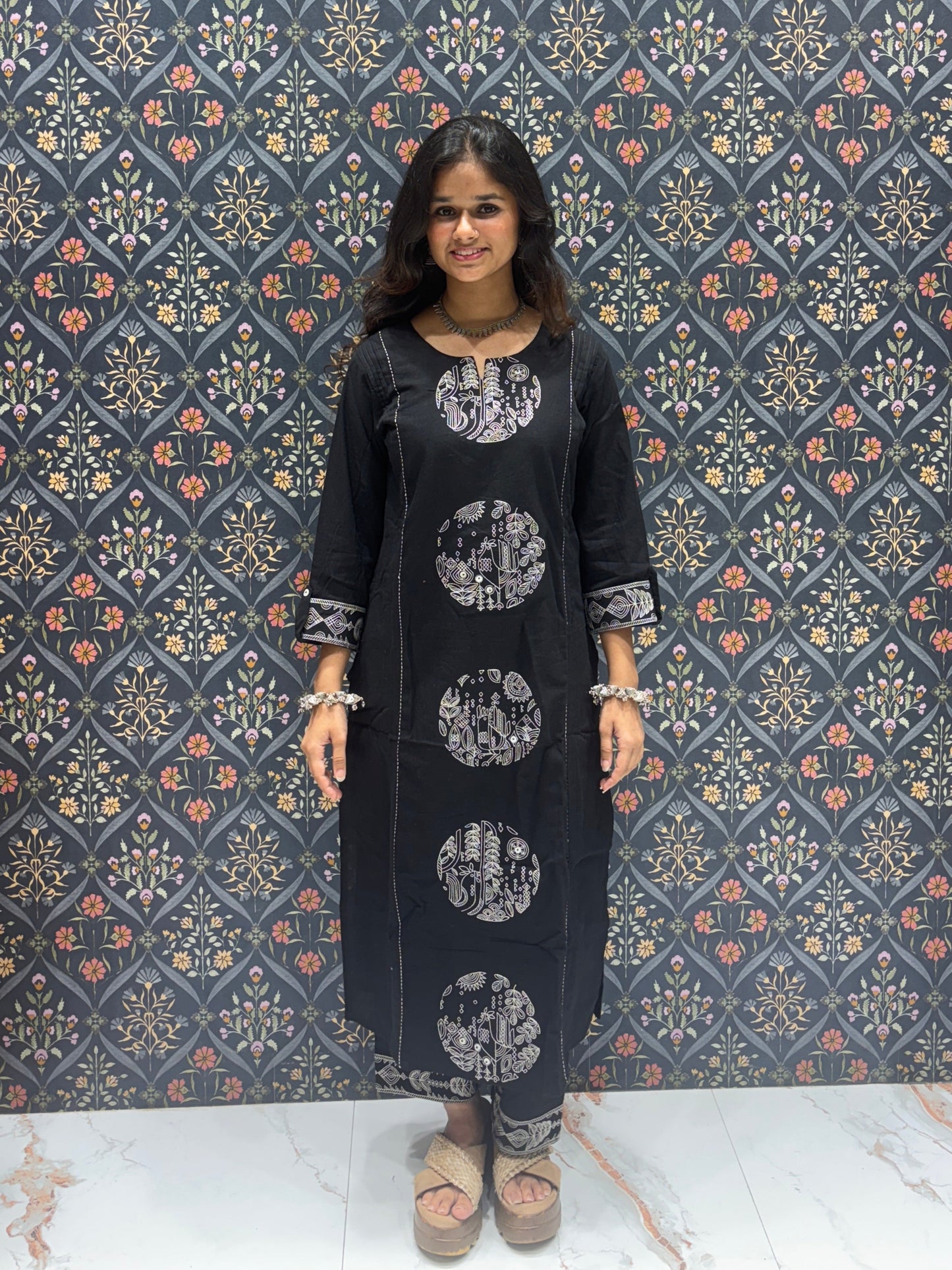 Black Sober Embroidered Co-ord Pant Set